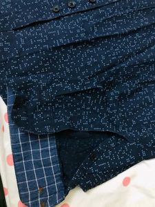 Dotted Navy Blue Shirt,Combo Of 2