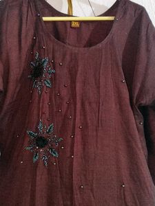 Burgundy Embellished Tunic Dress