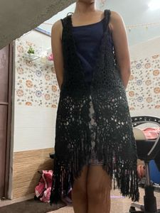 Handmade Black Crochet Lace Vest – Boho Chic Cover