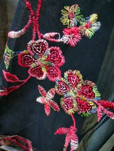 Embroidered Sheer Sleeve Dress