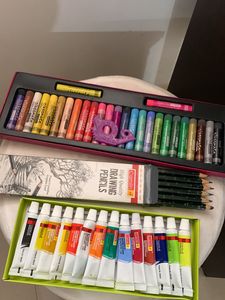 Combo Of Colour Pastel,water Paint,pencils