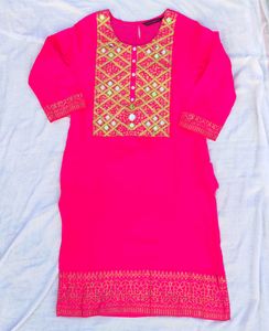 Rangmanch Pink Mirror Work Kurti
