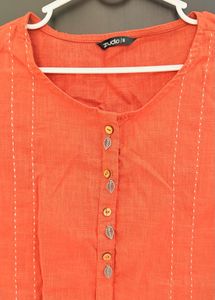 Orange Cotton Kurta