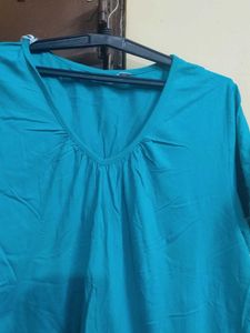 Teal V-Neck Top