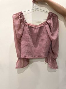 Pink Puff Sleeve Top