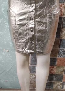 Metallic Silver Mini Skirt