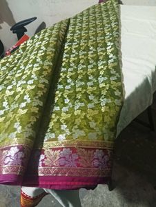 Green Floral Saree with Embellished Border