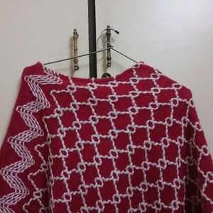 Stylish cherry &amp; White Poncho
