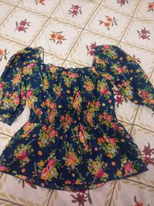 Floral Print Top, Size - M