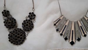 Black Stone Floral Necklace