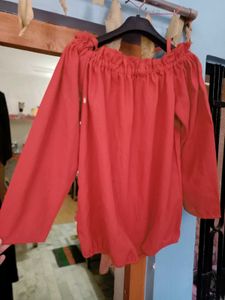 Moda Rapido S Rust Orange Off Shoulder Stylish Top