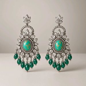 Green Kundan Earrings