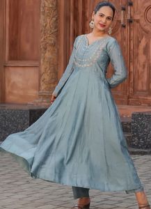 Elegant Blue Embroidered Kurta Set