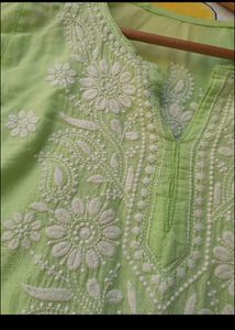 Green Chikankari Kurti