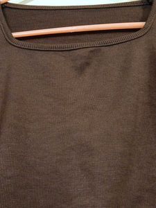 Brown Long Sleeve Crop Top