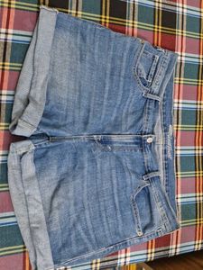 Women Denim Blue Shorts - 38 Waist Size