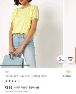 Floral Print Top With Ruffled Trims