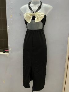 Korean Sexy Sleeveless Black Bow Dress
