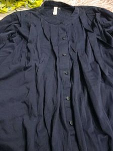 Navy Button-Down Top