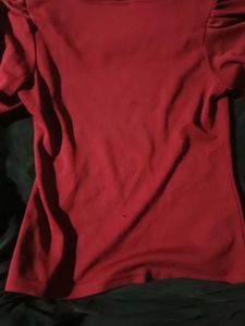 Red Puff Sleeve Top