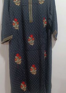Black Embroideried Kurta