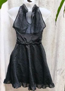 11277. Black Halter Neck Mini Dress