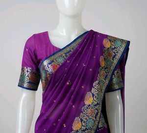 Purple Embroidered Saree