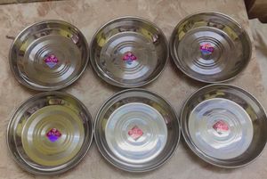 Set of 6 Stainless Steel Dinner Plates