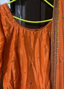 Orange Embellished Salwar Kameez Suit