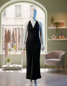 Elegant Black Halter Dress
