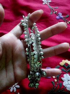 Oxidized Silver Anklet with Earrings