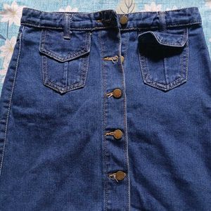 Denim Mini Skirt with Buttons