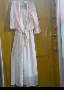 Striped Jumpsuit With Shrug