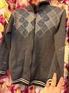 Gray Argyle Zip-Up Jacket