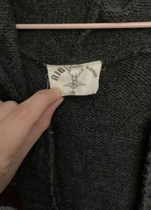 Hooded Dark Grey Knit Cardigan