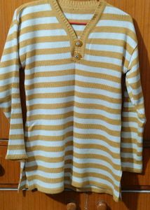 Yellow And White Woolen Kurti