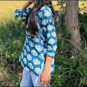 Blue Printed Tunic Top