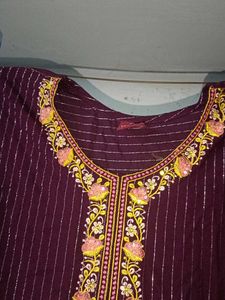 Elegant Purple Striped Kurta