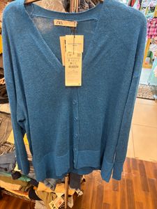 Zara Navy Blue Alpaca Wool Cardigan Size - S to m