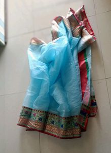 Blue Little Transperent Saree