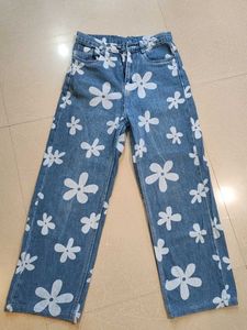 Floral Print Denim Jeans