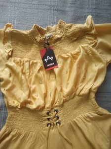 Women Gold Color Top Kurti