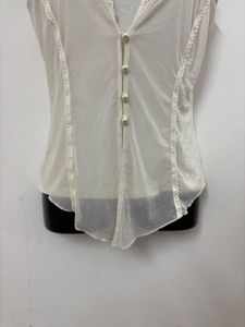 Stylish Sheer White Top With Buttons