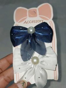 Pearl Bow Hair Clips - Set of 2