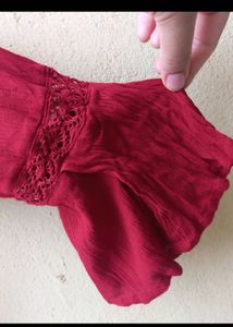 Red Bell Sleeve Top