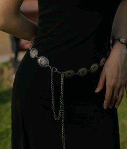 Y2k Aesthetic Silver Concho Waist Chain Belt