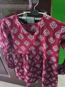 Printed Maroon Top