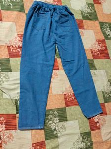 Blue Wide Leg Distressed Jeans