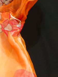 Vintage Orange Floral Tiered Dress