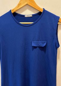 Korean Blue Pocket Tank Top